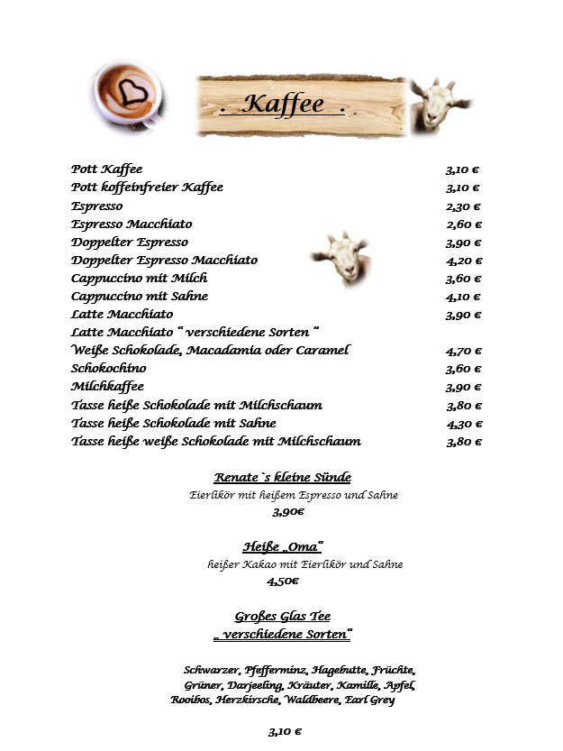 Speisekarte, zur Gei&szlig;&ouml;he