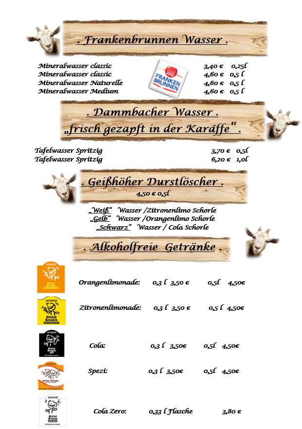 Speisekarte, zur Gei&szlig;&ouml;he